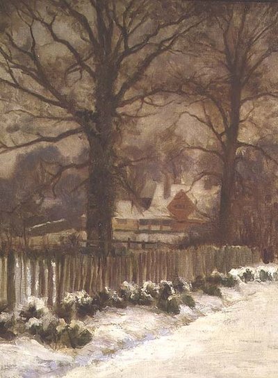 Olmi in un sentiero innevato da Arthur Claude Cooke