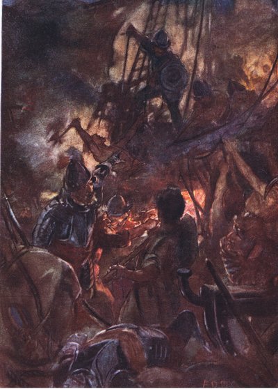 La battaglia infuriava ferocemente e a lungo, illustrazione da Romance of History: The Netherlands da Arthur David McCormick