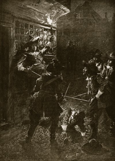 I sostenitori di Re Carlo II attaccano Sir John Coventry (1670), illustrazione da 