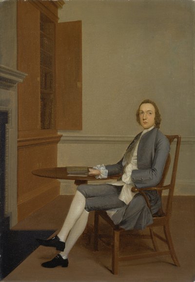 Un uomo sconosciuto seduto a un tavolo, c.1744-46 da Arthur Devis