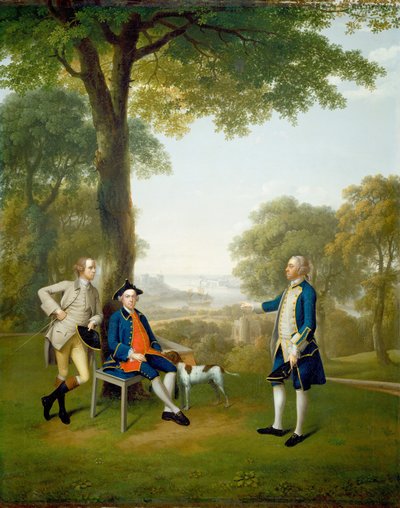 Arthur Holdsworth conversa con Thomas Taylor e il Capitano Stancombe presso il fiume Dart da Arthur Devis