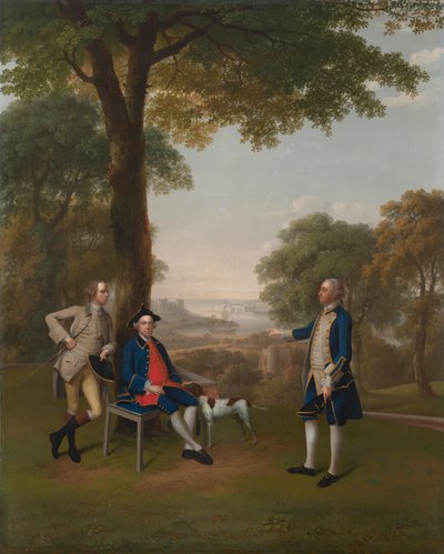 Arthur Holdsworth Conversando con Thomas Taylor e il Capitano Stancombe sul Fiume Dart da Arthur Devis