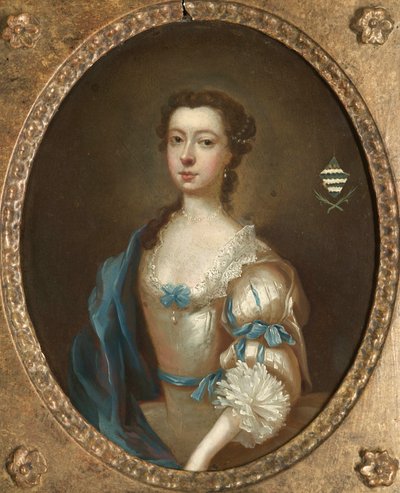 Uno di un paio di ritratti di due sorelle della famiglia Moult del Nottinghamshire da Arthur Devis