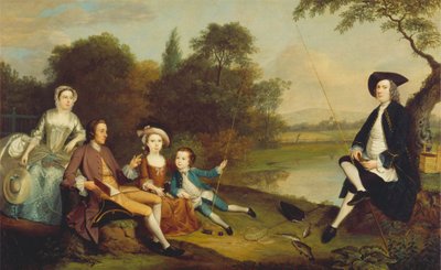 Ritratto di una famiglia, tradizionalmente conosciuta come la famiglia Swaine di Fencroft, Cambridgeshire da Arthur Devis