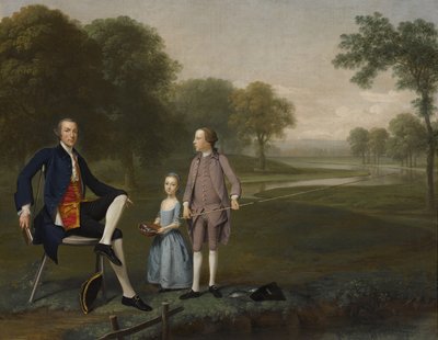 Richard Moretan, Esq. di Tackley con suo nipote e sua nipote John e Susanna Weyland, 1757 da Arthur Devis