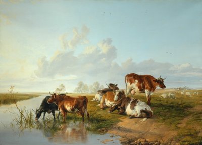 Paesaggio con bestiame vicino a Wool, Dorset da Arthur Douglas Peppercorn