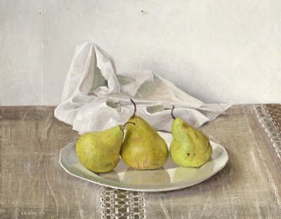 Tre pere su un piatto, Natura morta, 1990 da Arthur Easton
