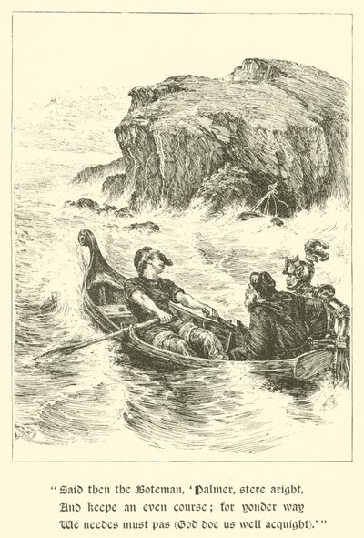 Sir Guyon, La Roccia del Rimprovero (incisione) da Arthur George Walker