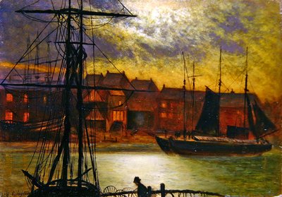 Barche nel porto di Whitby da Arthur Grimshaw