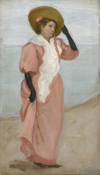 Una signora vicino al mare, (Una raffica improvvisa di vento) da Arthur Haythorne Studd