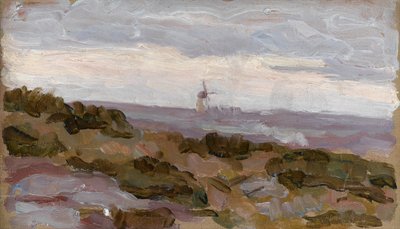 Studio di paesaggio con mulino a vento all