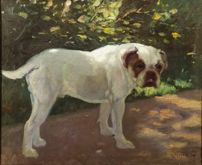Un bulldog su un sentiero del giardino da Arthur Heyer