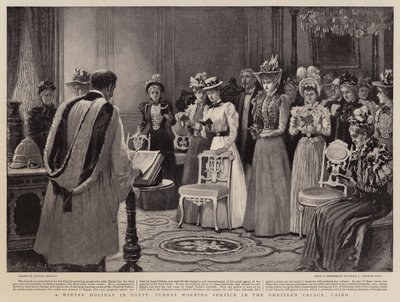 Una vacanza invernale in Egitto, servizio domenicale nel Palazzo Ghezireh, Il Cairo da Arthur Hopkins