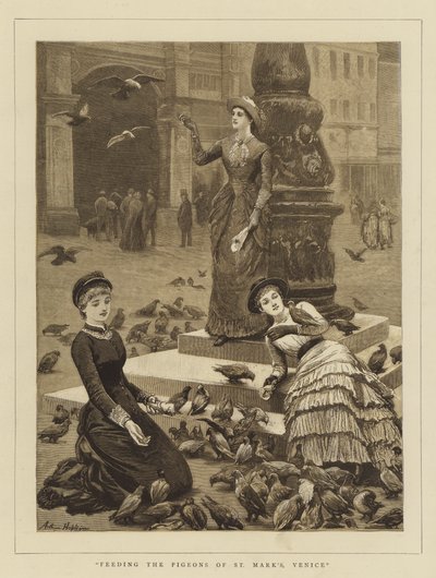 Nutrire i piccioni di San Marco, Venezia da Arthur Hopkins