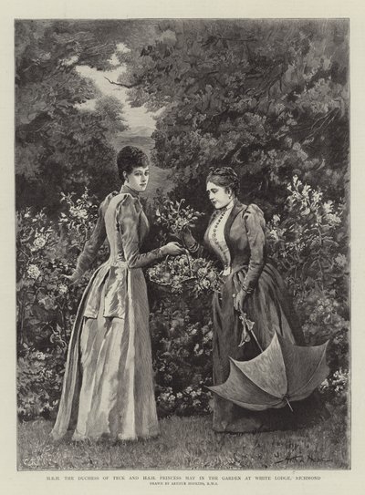 SAR la Duchessa di Teck e HSH la Principessa May nel giardino di White Lodge, Richmond da Arthur Hopkins
