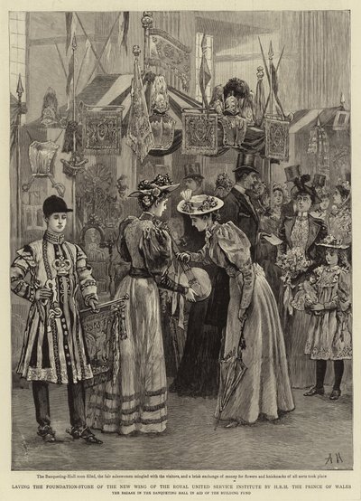 Posa della prima pietra della nuova ala del Royal United Service Institute da parte di S.A.R. il Principe di Galles da Arthur Hopkins