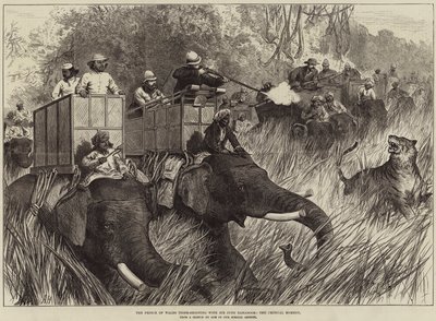 Il Principe di Galles a caccia di tigri con Sir Jung Bahadoor, il momento critico da Arthur Hopkins