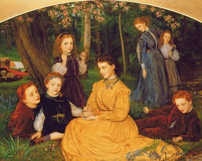 Un picnic di compleanno - Ritratti dei figli di W.W. Pattinson, Esq. di Felling, vicino a Gateshead, 1866-67 da Arthur Hughes