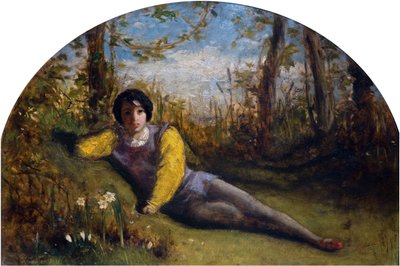 Il giovane poeta - Studio a olio, 1849 da Arthur Hughes