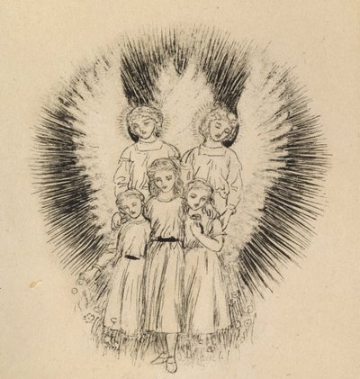 Tre piccoli bambini sulla vasta terra da Arthur Hughes