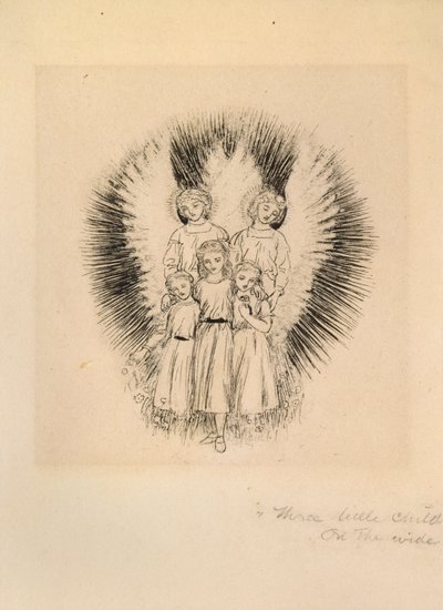 Tre bambini piccoli sulla vasta terra, fine XIX secolo da Arthur Hughes