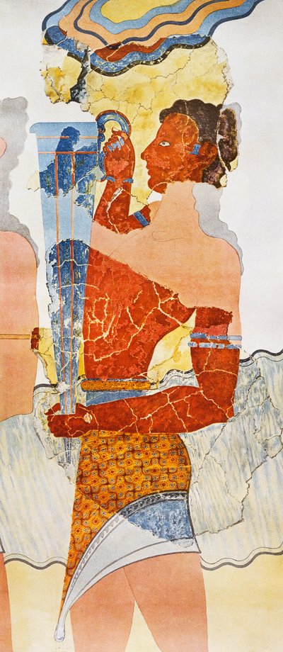 Riproduzione di affresco raffigurante un coppiere, preso dal Palazzo di Minosse a Cnosso da Arthur John Evans