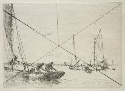 Dragaggio di ostriche, West Mersea da Arthur John Trevor Briscoe