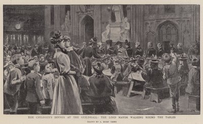 Il pranzo dei bambini alla Guildhall, il sindaco che cammina tra i tavoli da Arthur Kemp Tebby