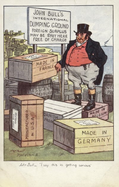 La discarica internazionale di John Bull (litografia a colori) da Arthur Moreland