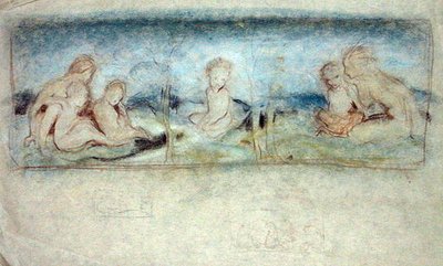 Un bambino tra le fate, studio per un dipinto a olio da Arthur Rackham
