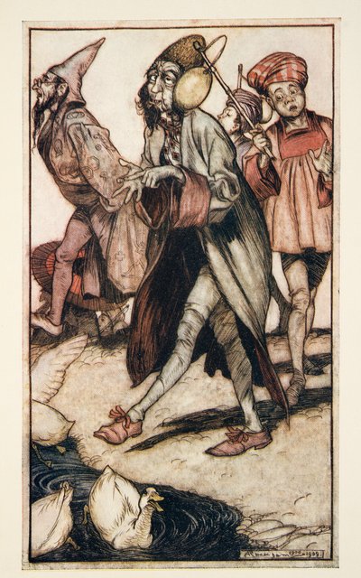 Un gentiluomo di Laputa che passeggia, da I viaggi di Gulliver di Jonathan Swift da Arthur Rackham