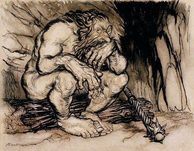 Un gigante terrificante, illustrazione da English Fairy Tales, pubblicato nel 1918 da Arthur Rackham