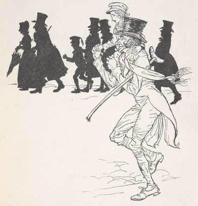 Un ragazzo portato sulle spalle di un uomo da Arthur Rackham