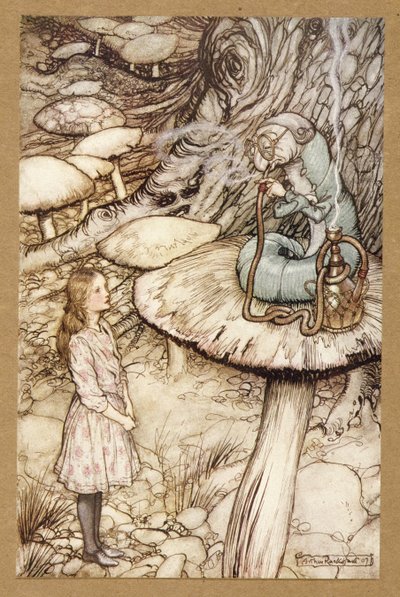 Consiglio di un bruco, da Le avventure di Alice nel Paese delle Meraviglie, di Lewis Carroll, pub. 1907 da Arthur Rackham