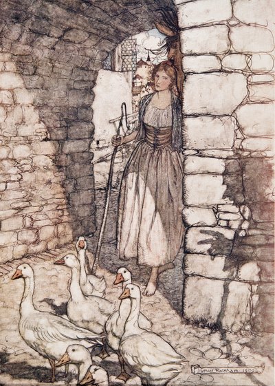 Ahimè! Caro Falada, lì sei appeso, da Le fiabe dei fratelli Grimm, pub. 1909 da Arthur Rackham