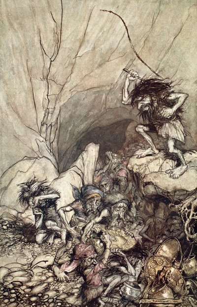Alberich guida una banda di Nibelunghi con tesori d