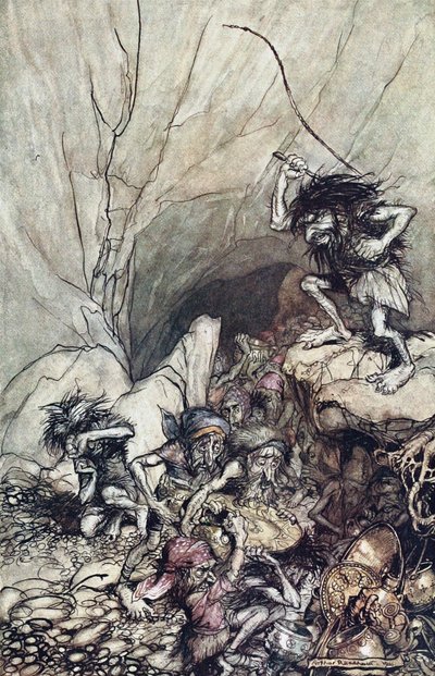 Alberich guida una banda di Nibelunghi carichi di tesori d