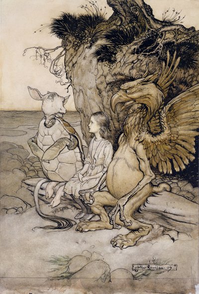 Alice e la Finta Tartaruga, illustrazione da Le avventure di Alice nel Paese delle Meraviglie, 1907 da Arthur Rackham