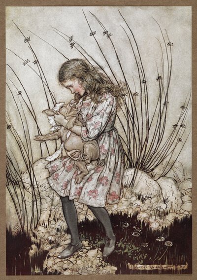 Alice e il maiale vestito da bambino da Arthur Rackham