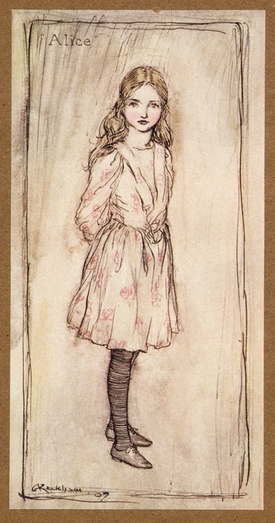 Alice, frontespizio da Le avventure di Alice nel Paese delle Meraviglie, di Lewis Carroll, pub. 1907 da Arthur Rackham
