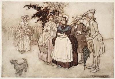 "Tutti rimasero stupiti.", da Rip Van Winkle di Washington Irving, pub. 1910 da Arthur Rackham