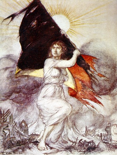 Allegoria del Belgio durante la prima guerra mondiale, disegno di Arthur Rackham da Arthur Rackham