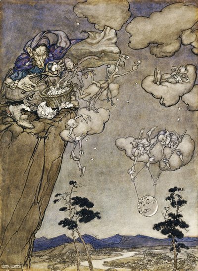 Illustrazione di Rip van Winkle: "Erano governati da uno spirito di vecchia squaw", 1904 da Arthur Rackham