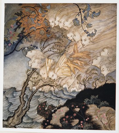 E a volte voci, illustrazione da La Tempesta di William Shakespeare, pub. 1926 da Arthur Rackham