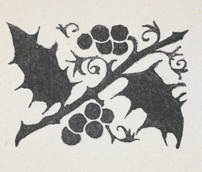 Stampa in bianco e nero di foglie e bacche di agrifoglio da Arthur Rackham