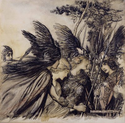 Brunilde implora le Valchirie, illustrazione da L