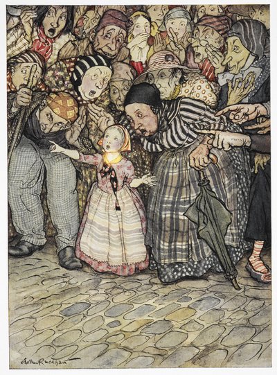 Ma non ha niente addosso, disse un bambino. Illustrazione a colori della storia, 