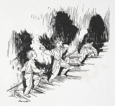 Bambini che salgono le scale di notte da Arthur Rackham