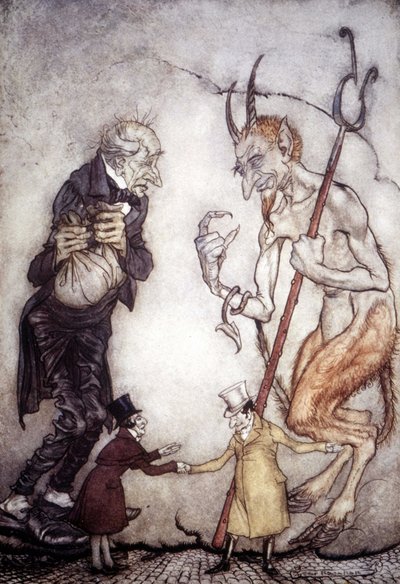 Racconto di Natale di Charles Dickens (1812 - 1872), illustrazione di Arthur Rackham (1867-1939) da Arthur Rackham