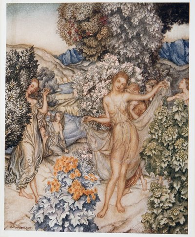 Venite, ninfe temperate, e aiutate a celebrare un contratto di vero amore, illustrazione da La Tempesta di William Shakespeare, pub. 1926 da Arthur Rackham